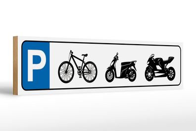 Holzschild Parken 46x10 cm Parkplatz Fahrrad Mofa Motorrad Schild wooden sign