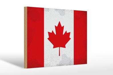 Holzschild Flagge Kanada 30x20 cm Flag of Canada Vintage Deko Schild wooden sign