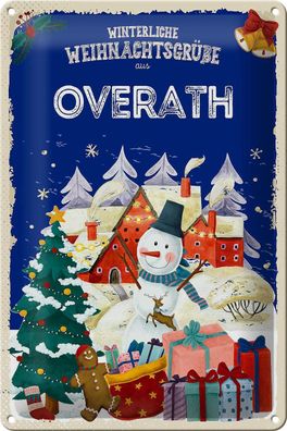 Blechschild Weihnachtsgrüße aus Overath Geschenk Deko Schild tin sign 20x30 cm