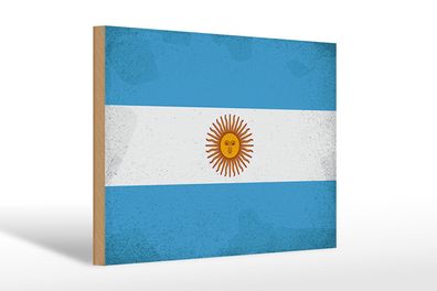 Holzschild Flagge Argentinien 30x20 cm Argentina Vintage Deko Schild wooden sign