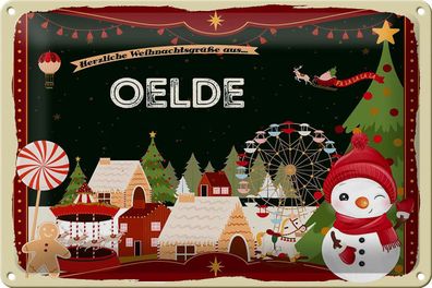 Blechschild Weihnachten Grüße OELDE Geschenk FEST Deko Schild tin sign 30x20 cm