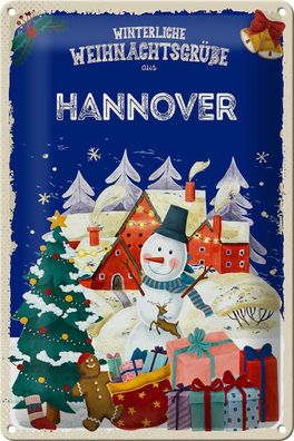 Blechschild Weihnachtsgrüße Hannover Geschenk Deko Schild tin sign 20x30 cm