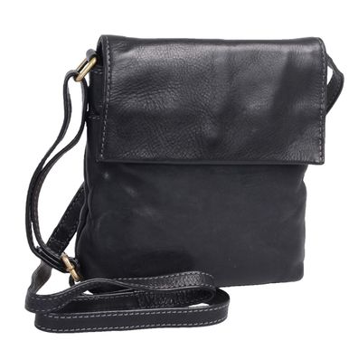 kleine Handtasche Leder weich Damentasche, schwarz