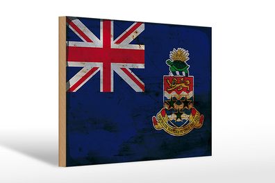 Holzschild Flagge Cayman Islands 30x20 cm Flag Rost Deko Schild wooden sign