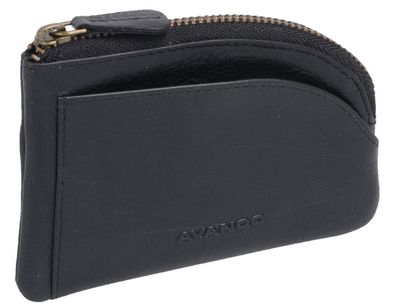Leder Schlüsseltasche Schlüsselmäppchen AVANCO, schwarz