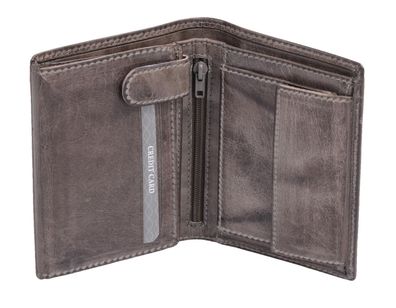 Lederbörse mit RFID-Schutz Herrenbörse Brieftasche hochformat taupe grau