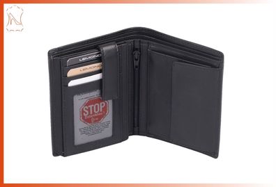 RFID-Ausleschutz Herrenbrieftasche, Leder, schwarz