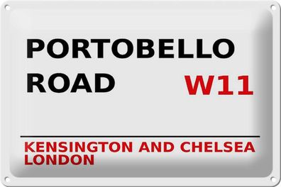 Blechschild London 30x20 cm Portobello Road W11 Kensington Deko Schild tin sign