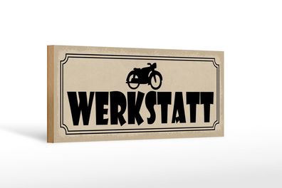Holzschild Hinweis 27x10 cm Motorrad Wekstatt Holz Deko Schild wooden sign