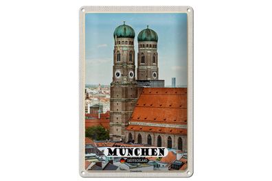 Blechschild Städte München Altstadt Frauenkirche Deko 20x30 cm Schild tin sign