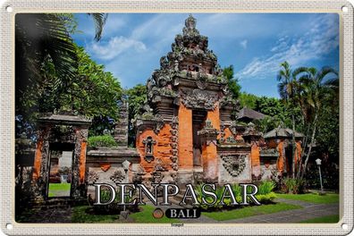 Blechschild Reise 30x20 cm Bali Denpasar Tempel Geschenk Deko Schild tin sign