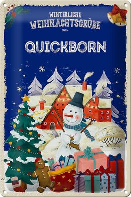 Blechschild Weihnachtsgrüße Quickborn Geschenk Deko Schild tin sign 20x30 cm