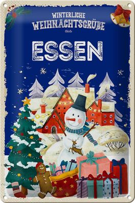 Blechschild Weihnachtsgrüße aus ESSEN Geschenk Deko Schild tin sign 20x30 cm