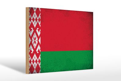 Holzschild Flagge Weißrussland 30x20 cm Belarus Vintage Deko Schild wooden sign