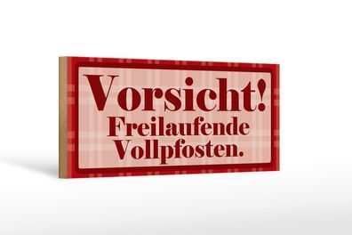 Holzschild Spruch 27x10 cm Vorsicht Freilaufende Vollpfosten Schild wooden sign