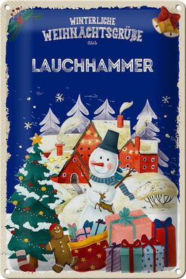 Blechschild Weihnachtsgrüße Lauchhammer Geschenk Deko Schild tin sign 20x30 cm