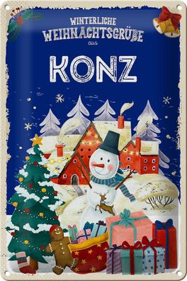 Blechschild Weihnachtsgrüße KONZ Geschenk FEST Deko Schild tin sign 20x30 cm