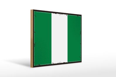 Holzschild Flagge Nigerias 40x30 cm Retro Flag of Nigeria Schild wooden sign