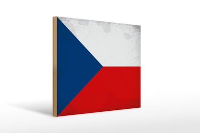 Holzschild Flagge Tschechien 40x30 cm Czech Republic VintagSchild wooden sign