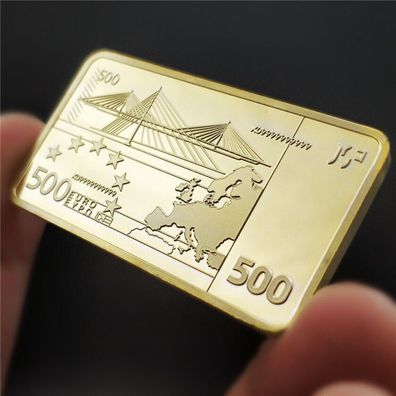 Wunderschöner 500 Euro Barren vergoldet (Med100)