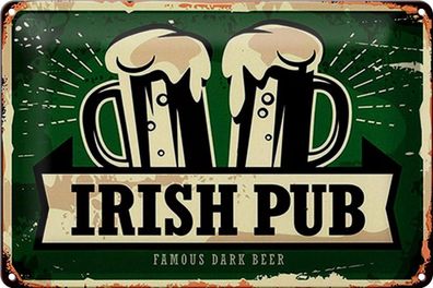 Blechschild Spruch 30x20 cm Irish Pub famous dark beer Bier Deko Schild tin sign