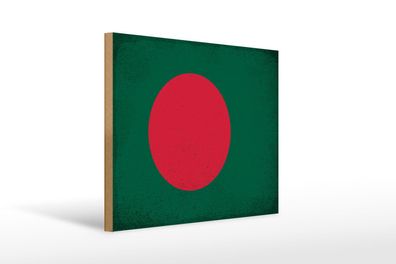 Holzschild Flagge Bangladesch 40x30 cm Bangladesh Vintage Schild wooden sign