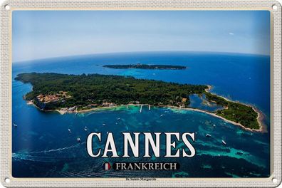 Blechschild Reise 30x20 cm Cannes Frankreich Ile Sainte-Marguerite tin sign