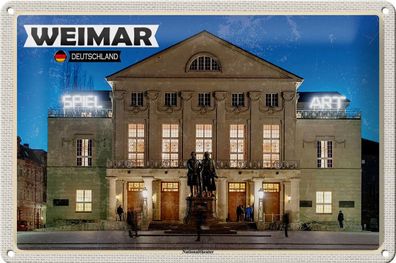 Blechschild Städte Weimar Nationaltheater Mittelalter 30x20 cm Schild tin sign