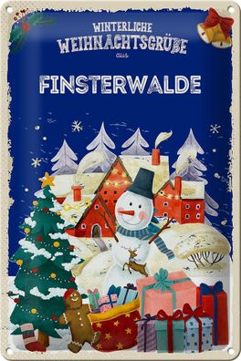 Blechschild Weihnachtsgrüße Finsterwalde Geschenk Deko Schild tin sign 20x30 cm