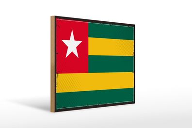 Holzschild Flagge Togos 40x30 cm Retro Flag of Togo Holz Deko Schild wooden sign