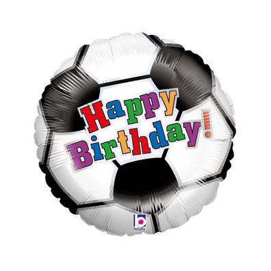 Karaloon beschrifteter Fußball Folienballon mit Happy Birthday
