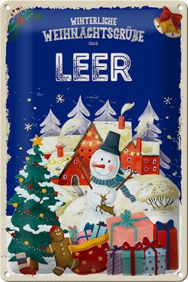 Blechschild Weihnachtsgrüße LEER Geschenk FEST Deko Schild tin sign 20x30 cm