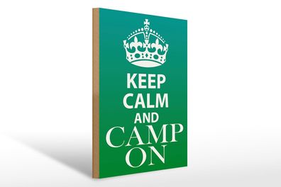 Holzschild Spruch 30x40 cm Keep Calm and camp on Camping Deko Schild wooden sign