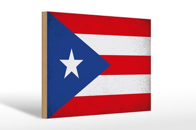 Holzschild Flagge Puerto Rico 30x20 cm Puerto Rico Vintage Schild wooden sign