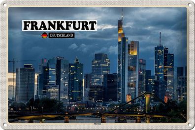 Blechschild Städte Frankfurt Skyline Wolkenkratzer 30x20cm Deko Schild tin sign