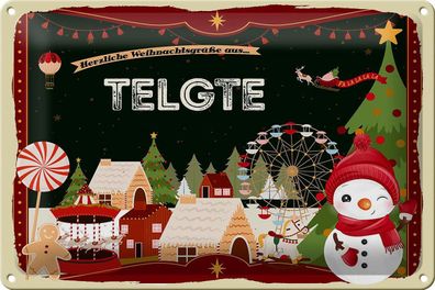 Blechschild Weihnachten Grüße aus TELGTE Geschenk Deko Schild tin sign 30x20 cm