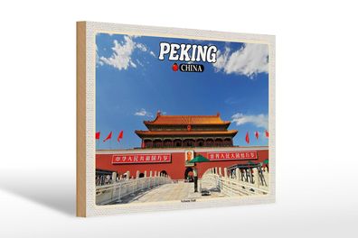 Holzschild Reise 30x20 cm Peking China Verbotene Stadt Deko Schild wooden sign