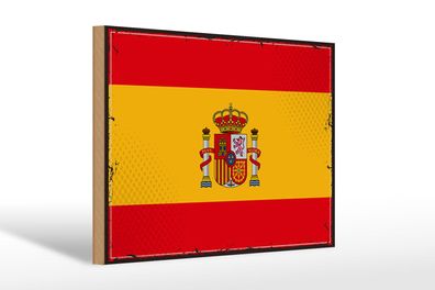 Holzschild Flagge Spaniens 30x20 cm Retro Flag of Spain Deko Schild wooden sign