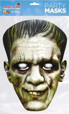 Rubies FRANK01 Frankenstein Halloween Card Mask - Pappmaske mit Aufdruck, Face