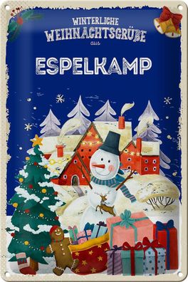 Blechschild Weihnachtsgrüße Espelkamp Geschenk Deko Schild tin sign 20x30 cm