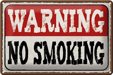 Blechschild Hinweis 30x20 cm Warning no smoking Metall Deko Schild tin sign