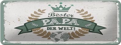 Blechschild Spruch Bester Papa der Welt 27x10 cm Geschenk Deko Schild tin sign