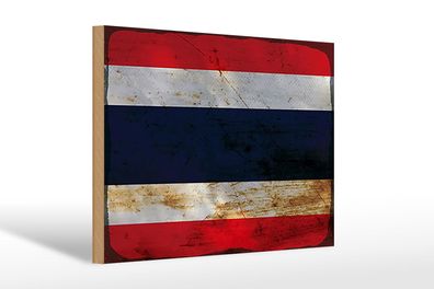 Holzschild Flagge Thailand 30x20cm Flag of Thailand Rost Deko Schild wooden sign