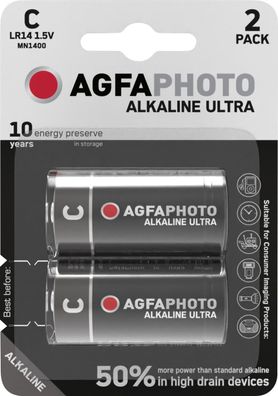 Agfaphoto Batterie Alkaline Ultra C 1.5V 2er Blister