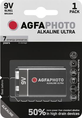 Agfaphoto Batterie Alkaline 9V E-Block 1er Blister