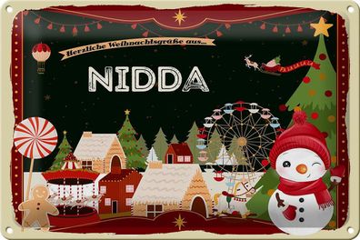 Blechschild Weihnachten Grüße NIDDA Geschenk FEST Deko Schild tin sign 30x20 cm