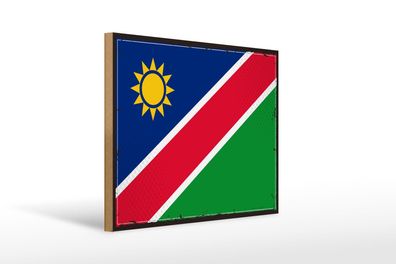 Holzschild Flagge Namibias 40x30 cm Retro Flag of Namibia Schild wooden sign