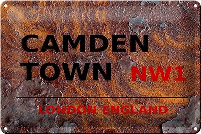 Blechschild London 30x20 cm England Camden Town NW1 Rost Deko Schild tin sign