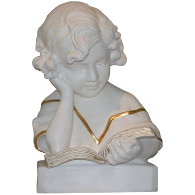 Lesendes Kind Büste Figur Statue Antik Barock Retro Style 31,5 cm Hoch Creme