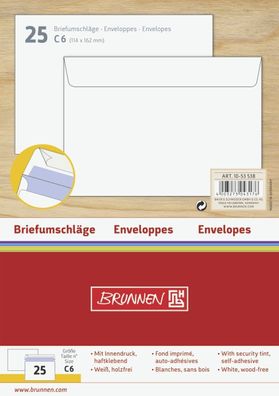 Brunnen Briefumschläge C6 weiß mit Innendruck 25er